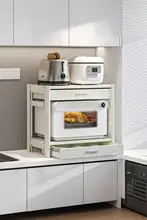 クッキング台用二段引き出し収納ラック【多機能・電子レンジ用・卓上収納】