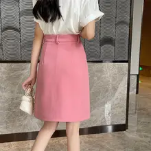 女性用ハイウエストAラインスカート【ブラック・タイトデザイン・学生向け】（セットアップ対応）