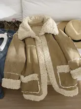 カキ色のムートンコート【レトロな高級感・厚手・保温性・羊毛】