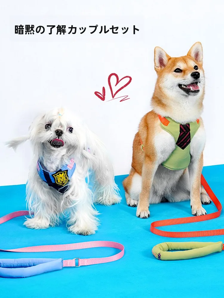 かわいい狐とウサギデザインの中小型犬用ハーネス：胸掛けリード付きで散歩が楽になる