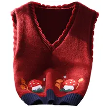 Vネック短丈ニットベスト【ゆったりシルエット・秋用】