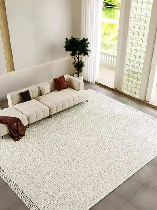 羊毛製ハンドウィーブラグ【モダンミニマリスト・リビング＆ベッドサイド用】