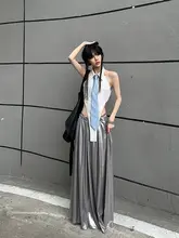 淡い青色のハンドメイドリボンタイ【高級感ある色織り・女性用】