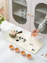 パンダデザインの茶道用テーブルクロス【防水・厚手・和風茶器セット対応】