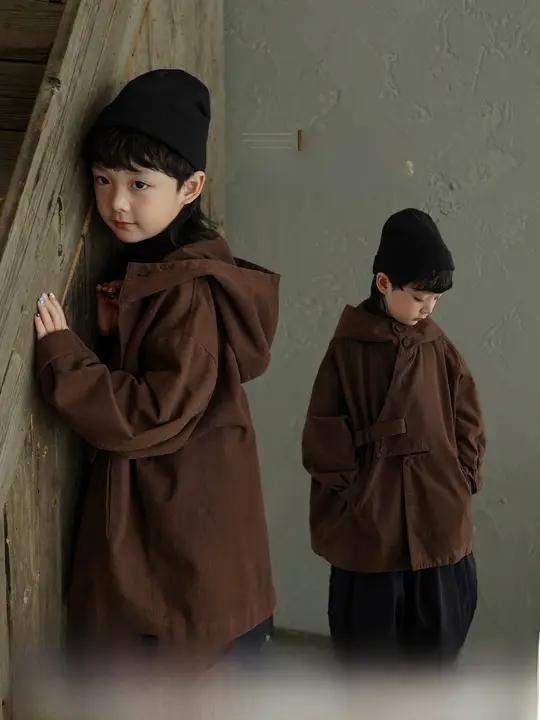 子供用 秋用コットンフード付きアウター【男の子用・カジュアルデザイン】