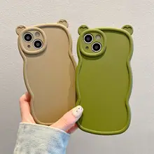 iPhone 14用 スマホケース【オリーブグリーン・シンプルデザイン・ソフトシリコン・衝撃吸収】