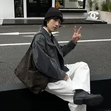 トートバッグ ユニセックス 帆布 大容量 ショルダー 手提げ ヴィンテージ ストリート ルーズ