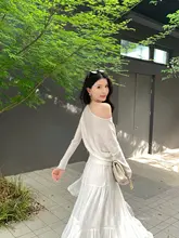 柔らかな光沢のあるチュールスカート【ホワイト・ウエスト絞り・夏用・気質の良いデザイン】