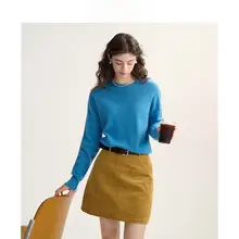 フランス風 ゆったりニットセーター【ラウンドネック・羊毛・秋用】