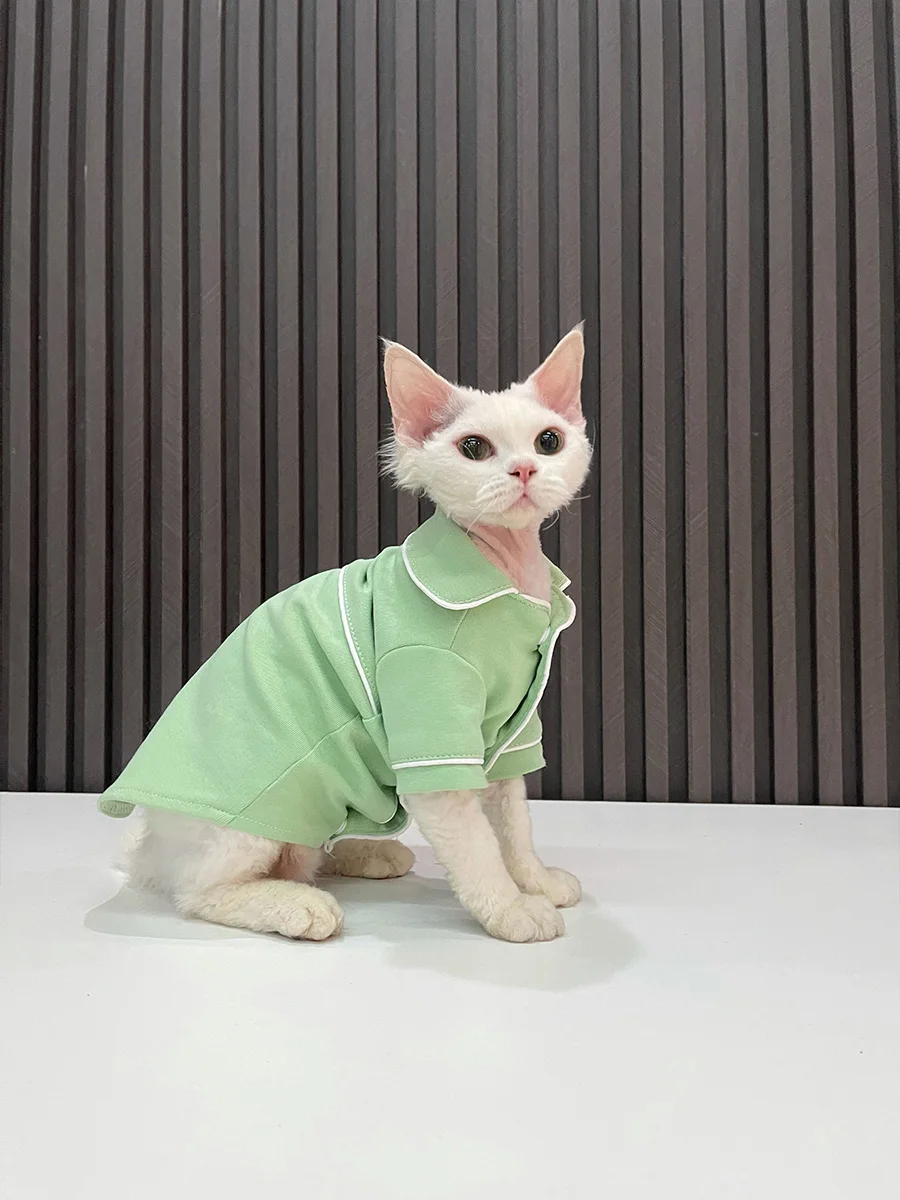 可愛らしい春用パジャマ【スフィンクス猫用・綿素材】：一人暮らしの猫飼いに最適な着用シーンとサイズ対応