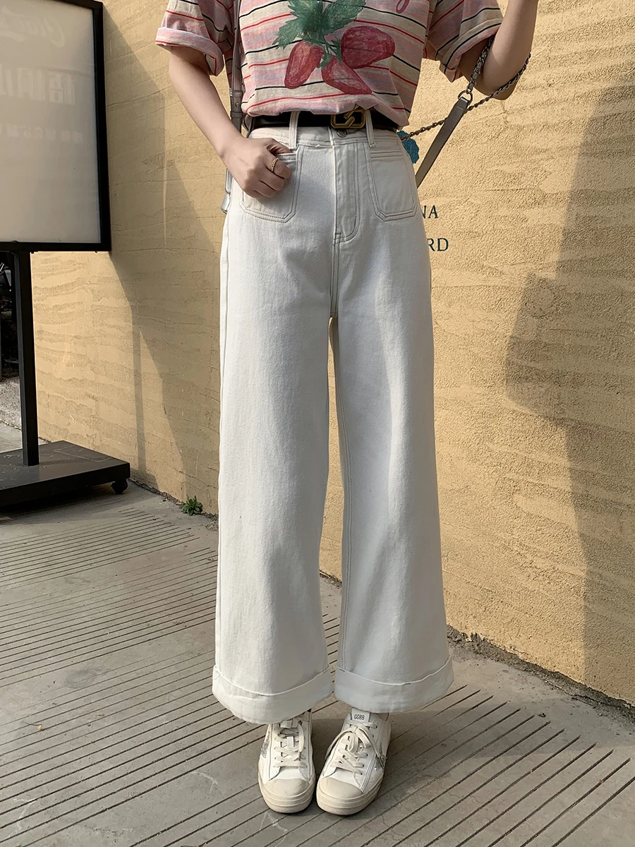 春コーデの基本としてのハイウエストストレートデニムパンツ | 九分丈・韓国スタイルのフィット感