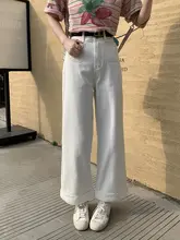 ハイウエストストレートデニムパンツ 女性 小柄 ゆったり スリム 九分丈 韓国スタイル