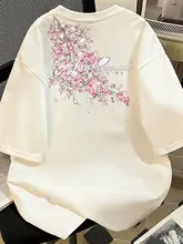 桜のプリントが美しい夏用メンズTシャツ【綿素材・ゆったりデザイン】（セットアップ対応）