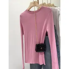 シンプルな薄手日焼け防止長袖Tシャツ【レディース・アイスシルク・通気性・丸首】