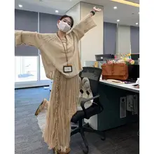 美しいデザインのニットワンピース【フレンチスタイル・秋冬用・小柄対応】（セットアップ対応）