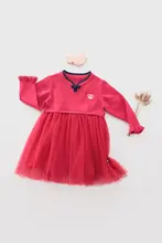 ワンピース キッズ ガールズ チュール ふんわり チャイナテイスト レッド プリンセスドレス