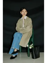 した着心地の女性用コート【ミドル丈・翻訳付き・カジュアルスタイル】（セットアップ対応）