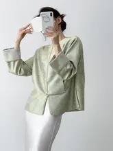 中国風レトロデザインのゆったりショートジャケット【丸首・秋用・刺繍】