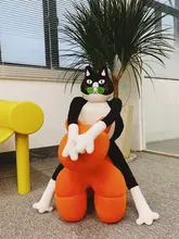抱き枕 ぬいぐるみ 白黒猫 キモ可愛い モコモコ 特大 彼氏 プレゼント ギフト 「uodycoco」