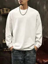 秋冬用 メンズ長袖Tシャツ【コットン100%・白・ラウンドネック・極上の柔らかさ】
