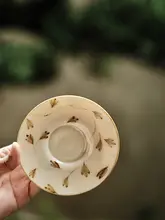 手作り玉泥製の茶器【糖水釉・茶杯・壺受け・上品なデザイン】