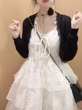 ドット柄の女性用フリルキャミソールドレス【夏用・可愛いデザイン・エレガント】（セットアップ対応）