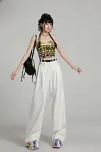 極上の柔らかさのアイスシルクデニムパンツ【白色・ハイウエスト・ゆったり・体型カバー】（セットアップ対応）