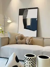 モダンな抽象デザインの壁掛けアート【黒白・リビングソファ背景用・大型サイズ】