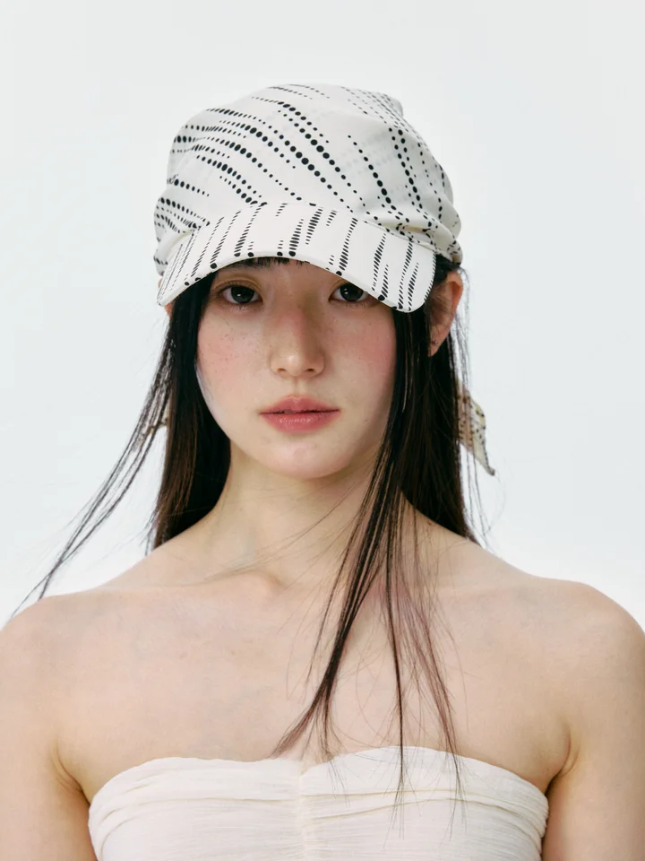 ストライプとドットのバンダナキャップ【春夏用・トレンドデザイン・紫外線カット】