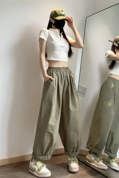 夏用 レディース ヒップホップスタイル ゆったりとしたワイドパンツ【ゴムウエスト・スリム効果・カジュアル】