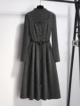 レトロフランネルチェックワンピース【秋冬用・ノースリーブ・2点セット対応】