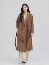 小鹿のパフ おしゃれなトグルボタン付きキャメルカラーコート【20%カシミヤ・冬用】