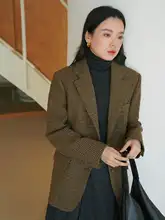高級感あるビンテージ風 チェック柄 全羊毛 サロンスジャケット【ゆったりフィット・秋冬用】