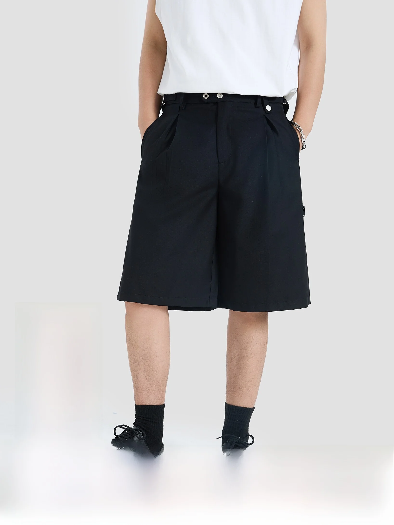 収縮可能なウエストデザインのワークパンツ：夏用ルーズフィットで通勤とレジャーを両立