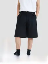 収縮可能なウエストデザインのワークパンツ【夏用・ルーズフィット・通勤対応】（セットアップ対応）