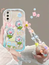 可愛い水色の花デザイン！Honor9X用スマホケース【全包保護・ソフトシリコン・防落】