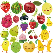 カラフルなフルーツと野菜の静電気ガラスステッカー【透明デコレーション・冷蔵庫やキャビネット用】
