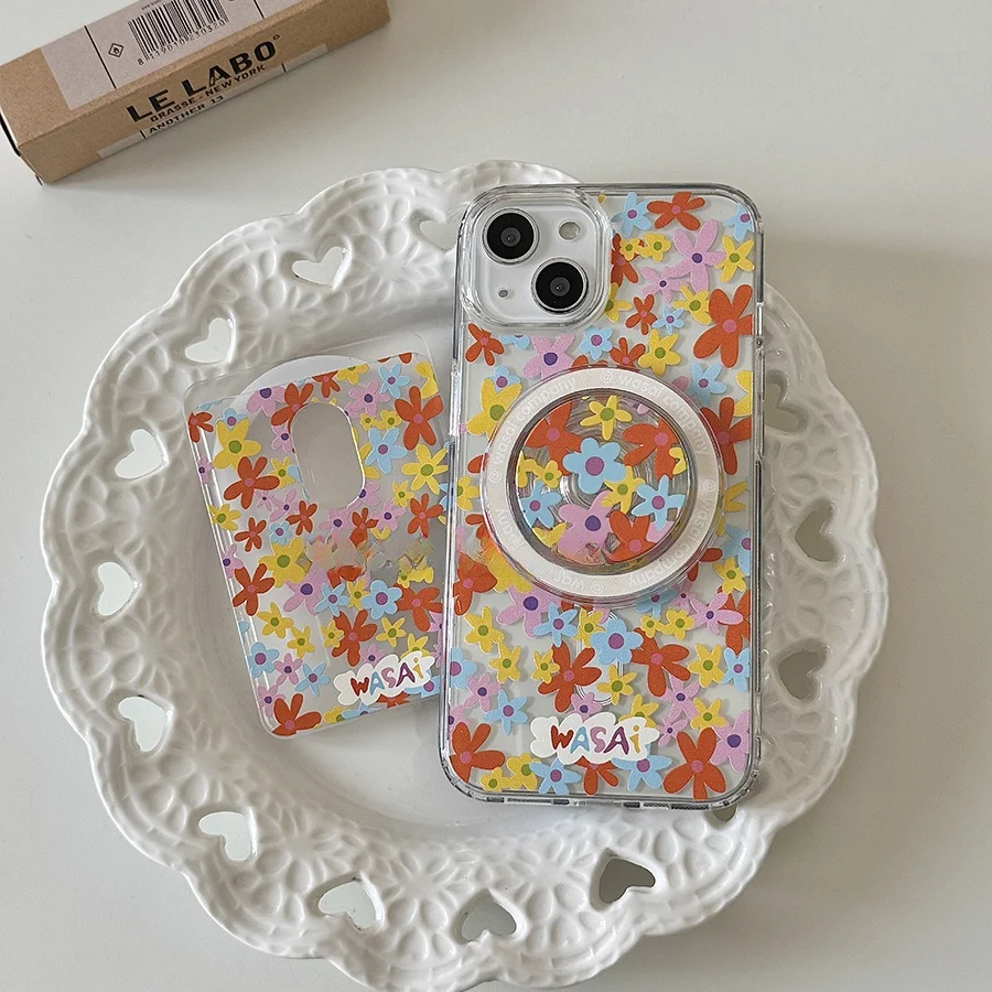 春の花柄マグネットスタンドカードケース：インスタ風フラワーデザインと透明アクリルの実用性