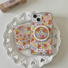 スマホケース MagSafe対応 カード収納 スタンド付き クリア アクリル 春 フラワーイラスト おしゃれ iPhone 対応 「WASAI」