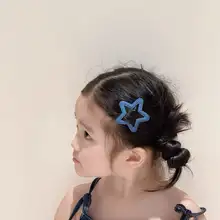 ヘアアクセサリー ベビーピン ヘアクリップ キッズ ガールズ ベビー デニム 星 雲 前髪留め サイドクリップ 「JoJo」