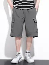 メンズ夏用薄手アイスシルク作業用ショートパンツ【グレー・速乾・フィット・5分丈】