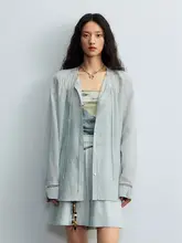 夏季通勤向け２点セット【ラウンドネック・リボン付きシャツ・カジュアルショートパンツ】（セットアップ対応）