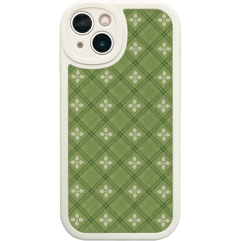 緑の花柄デザインのスマートフォンケース【iPhone・Xiaomi・Huawei対応・クリエイティブ・ソフト】