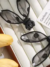 レースうさぎ耳ミニヘアクリップ【サイドバン付き・高級感】