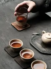 マット ティーセッティング 手作り布製 古法柿染め レトロスタイル