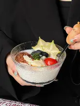 ハンマーテクスチャーのガラスボウル【デザート・朝食用オートミール・サラダ・アイスクリーム・燕窝】