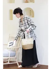 感漂うチェック柄リネンシャツ【ロングスリーブ・ウエストリボン付き】