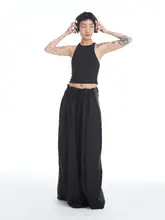 デザイン性の高いおしゃれなウエストゴムデニムパンツ【バイカラー・  フィット感抜群・マキシ丈】（セットアップ対応）