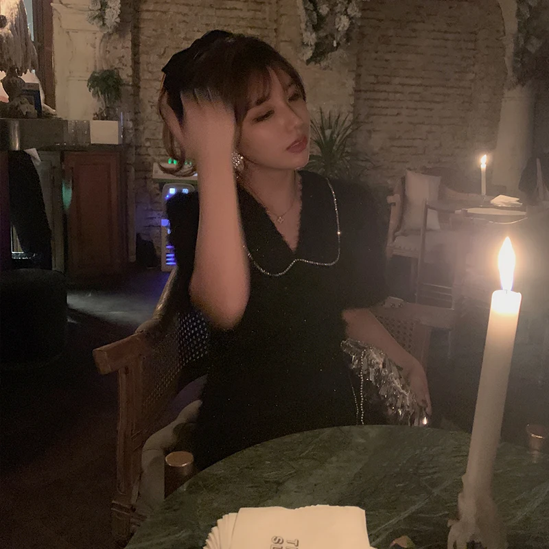 ラメフリンジ付きワンピース：秋冬に最適な韓国スタイルカジュアルファッション