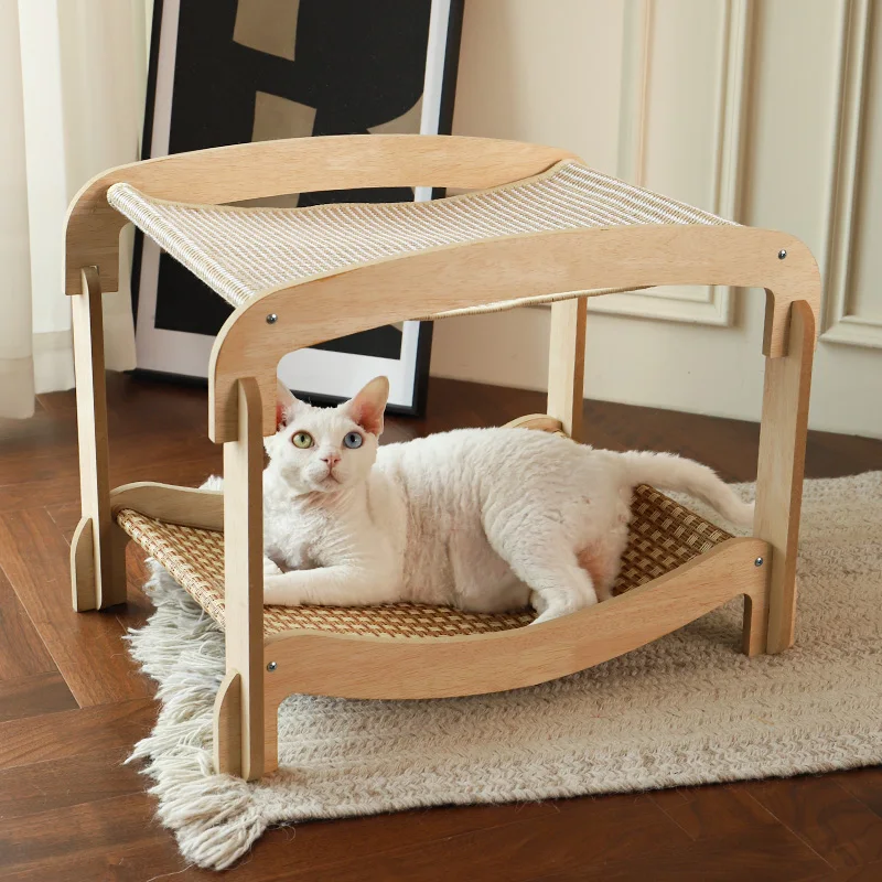 麻製キャットタワー二段式：おしゃれで耐久性のある猫の巣を実現